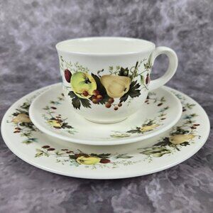 Royal Kent 3 Piece Set cup Saucer Bread Plate Apples Pears Fruits Vintage